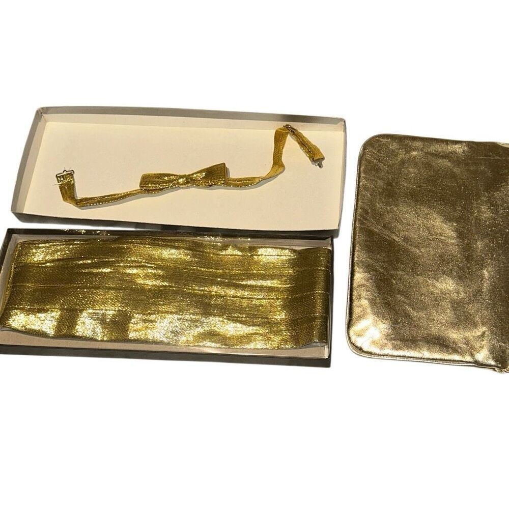 Prom/wedding Gold cumberbund, purse, & Tie